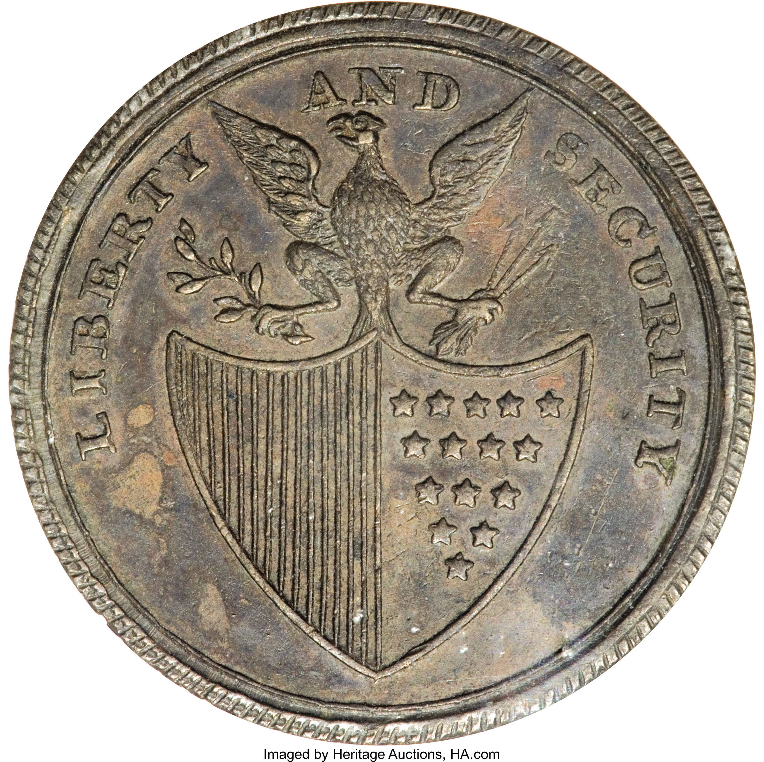 image for: Undated PENNY Washington Liberty & Security Penny, Corded Rim MS60 Brown PCGS....