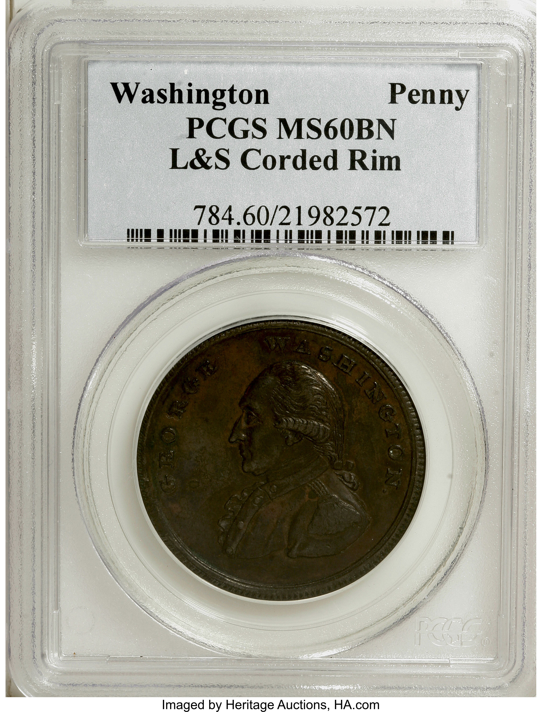 image for: Undated PENNY Washington Liberty & Security Penny, Corded Rim MS60 Brown PCGS....