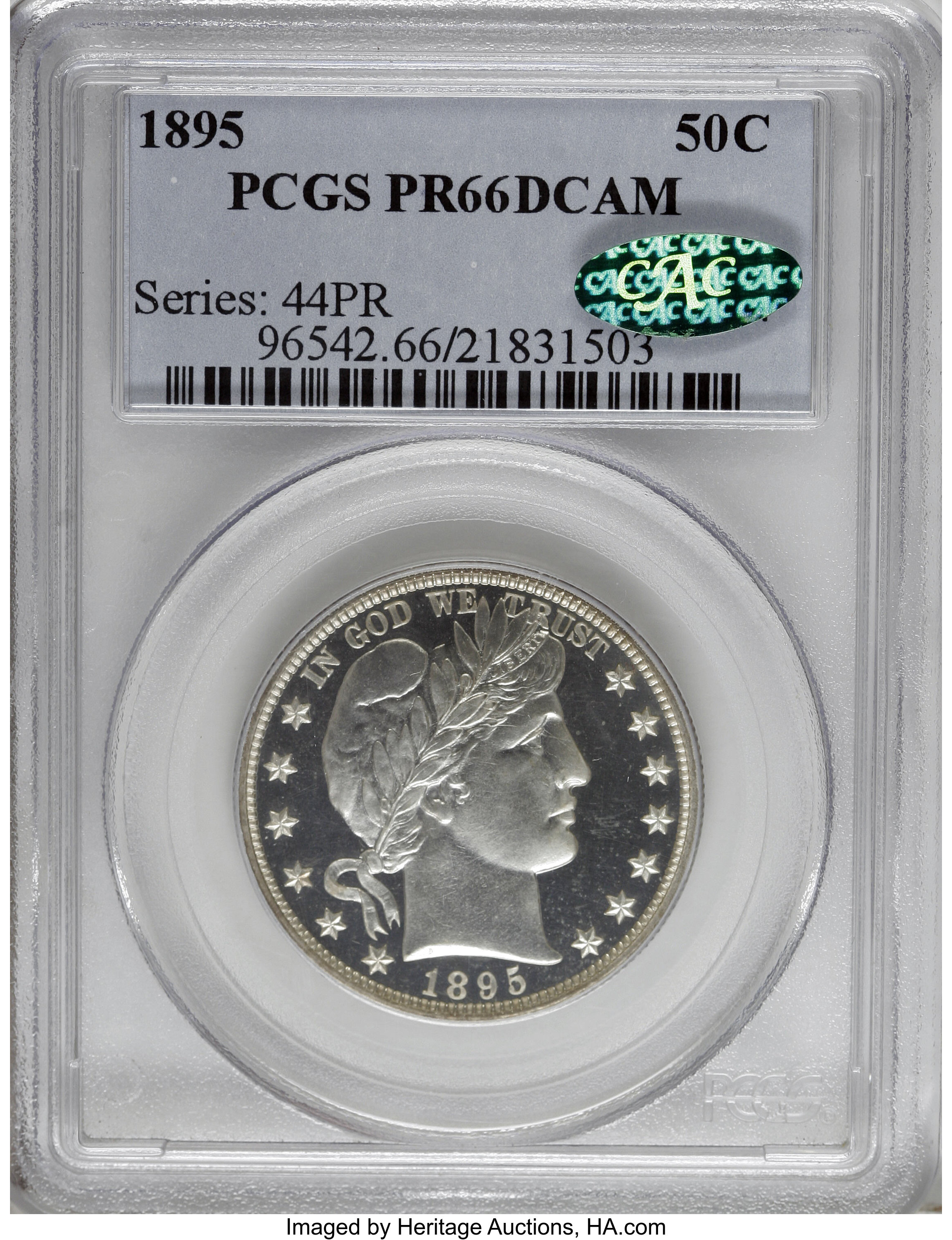image for: 1895 50C PR66 Deep Cameo PCGS. CAC....