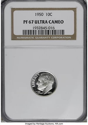 image for: 1950 10C PR67 Deep Cameo NGC....