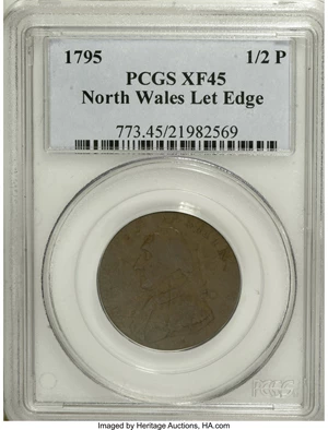 image for: 1795 1/2P Washington North Wales Halfpenny, Lettered Edge XF45 PCGS....