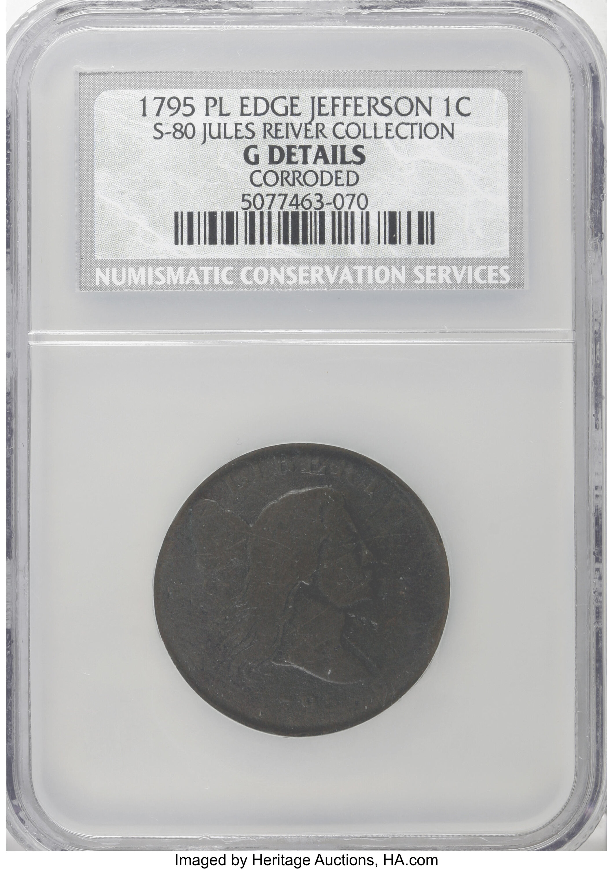 image for: 1795 1C Jefferson Head, Plain Edge--Corroded--NCS. Good 4 Details. ...