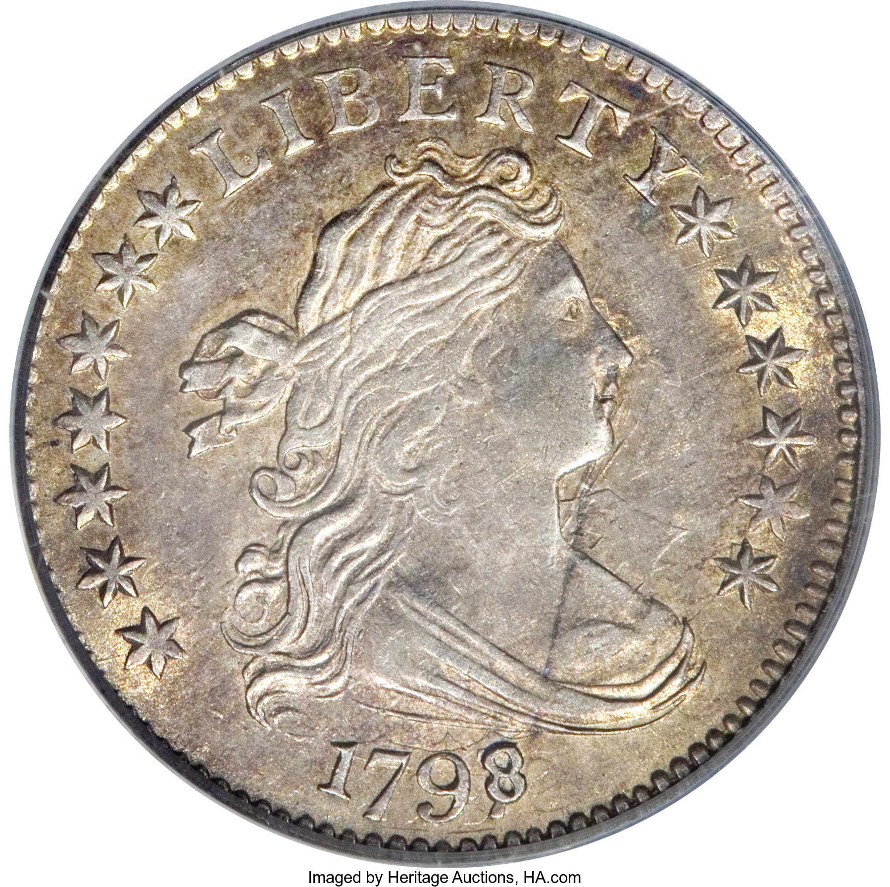 image for: 1798/97 10C 13 Stars on Reverse AU58 PCGS....