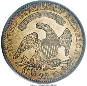 image for: 1819 25C Small 9 MS65 PCGS....