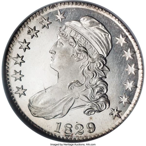 image for: 1829 50C Small Letters SP63 NGC....