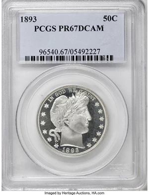 image for: 1893 50C PR67 Deep Cameo PCGS....