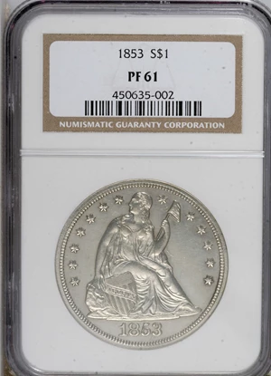image for: 1853 $1 Restrike PR61 NGC....