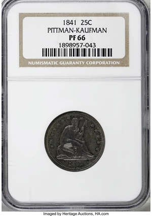 image for: 1841 25C PR66 NGC....