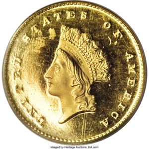 image for: 1855 G$1 PR66 Deep Cameo PCGS....