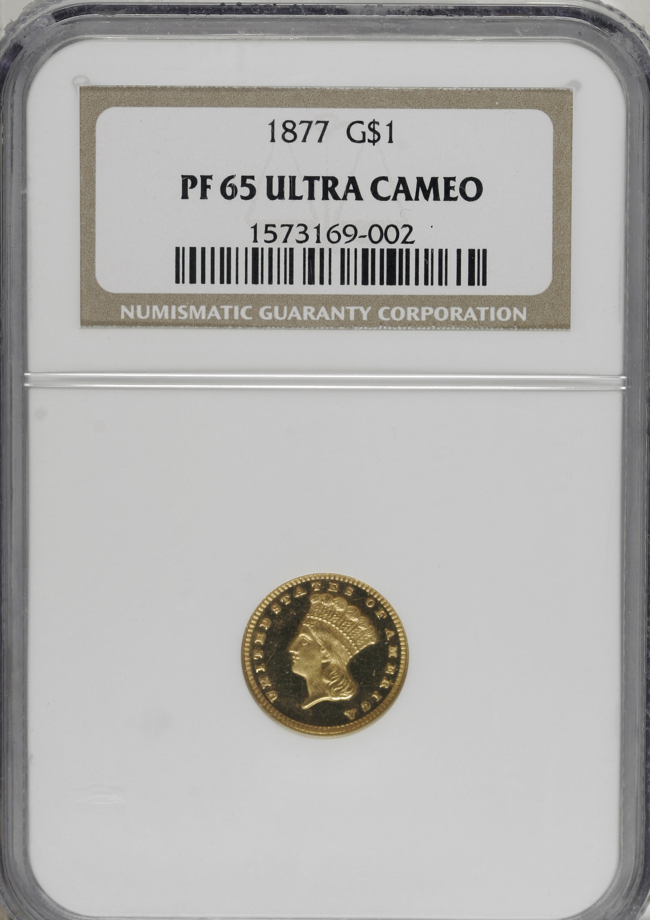 image for: 1877 G$1 PR65 Ultra Cameo NGC....