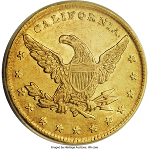 image for: (1849) $10 Miners' Bank Ten Dollar AU55 PCGS....