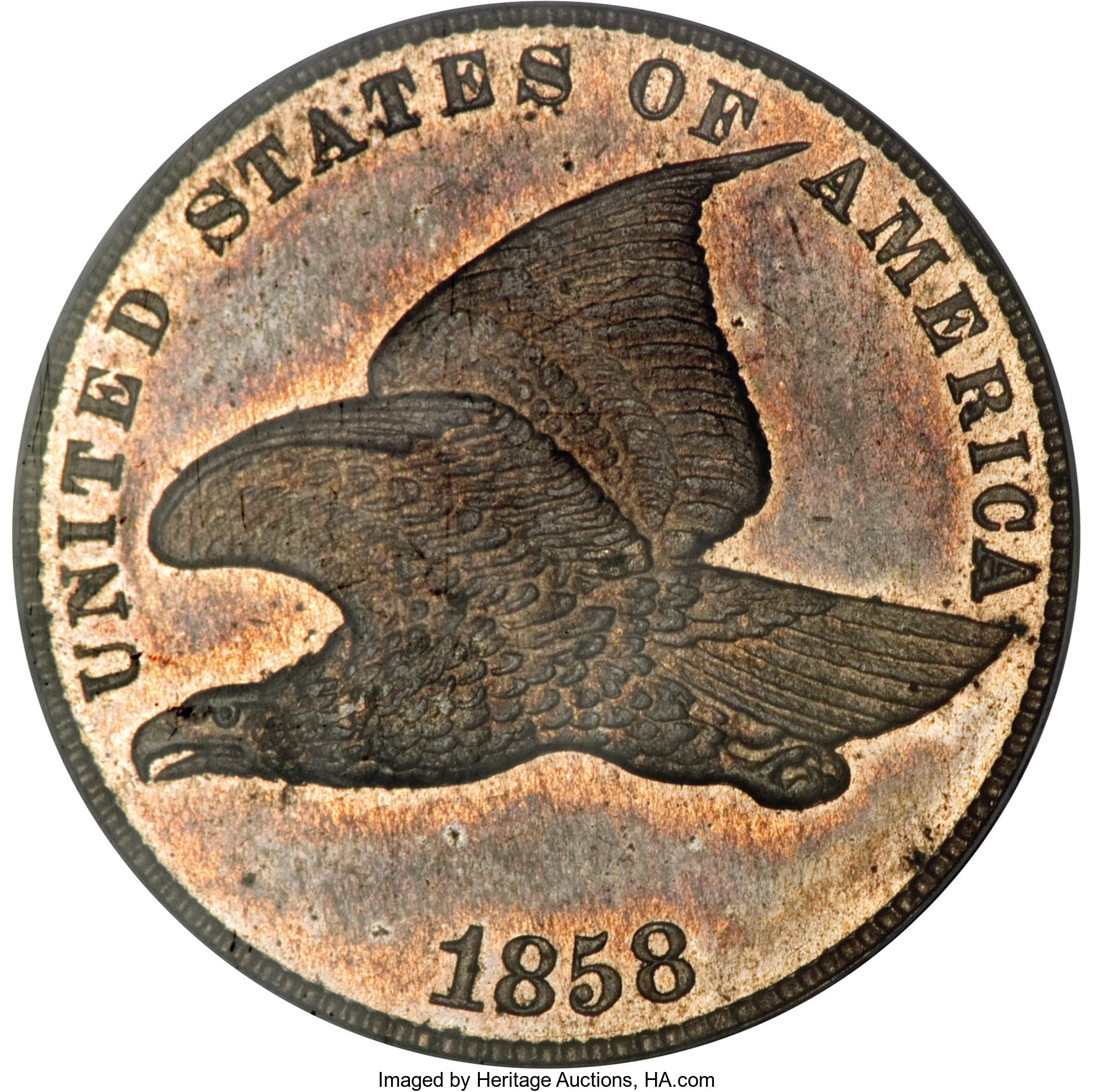 image for: 1858 P1C Flying Eagle Cent, Judd-193, Pollock-236, R.5, PR64 PCGS....