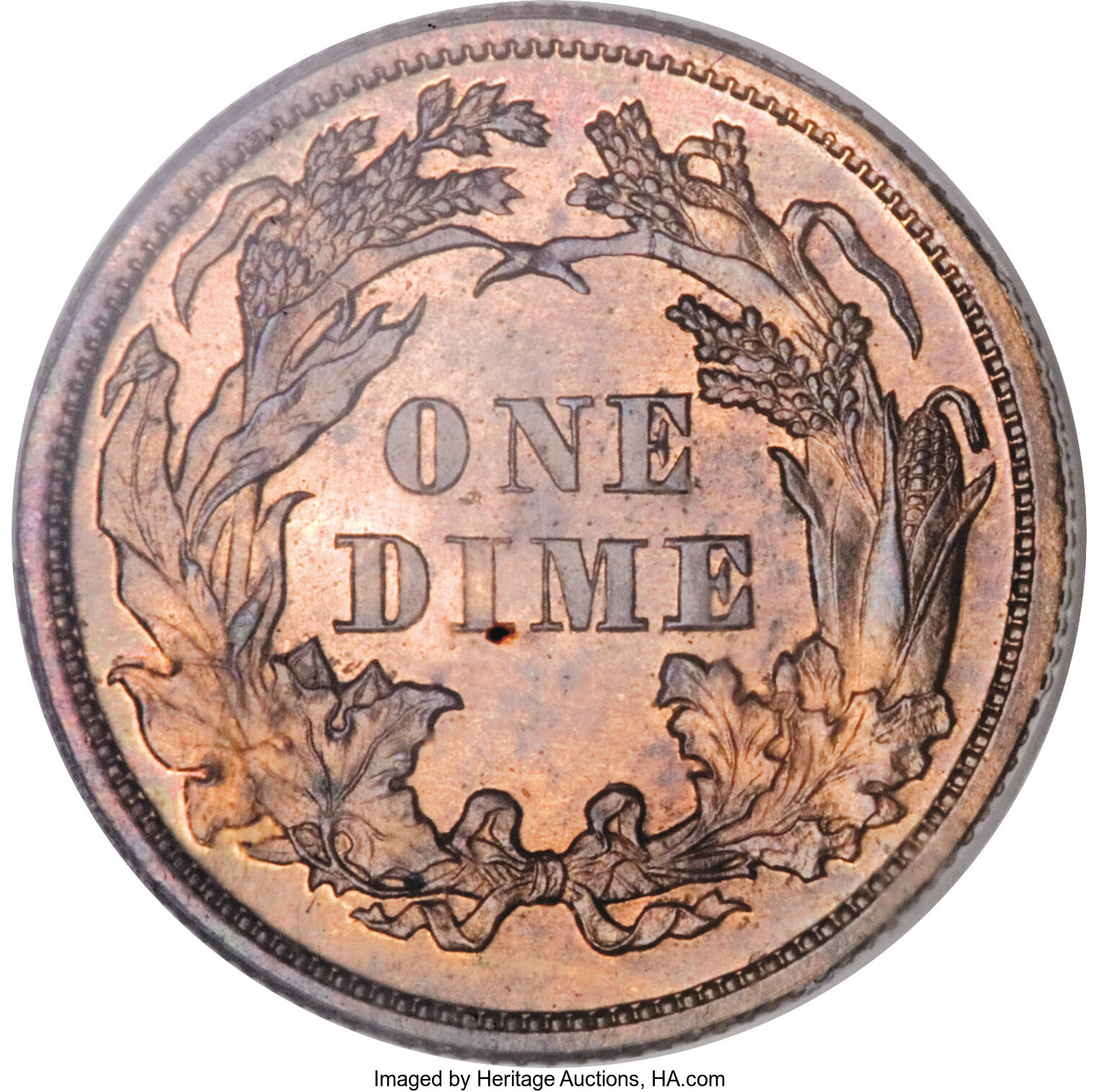 image for: 1870 10C Ten Cents, Judd-833, Pollock-923, R.6-7, PR65 Red and Brown PCGS....