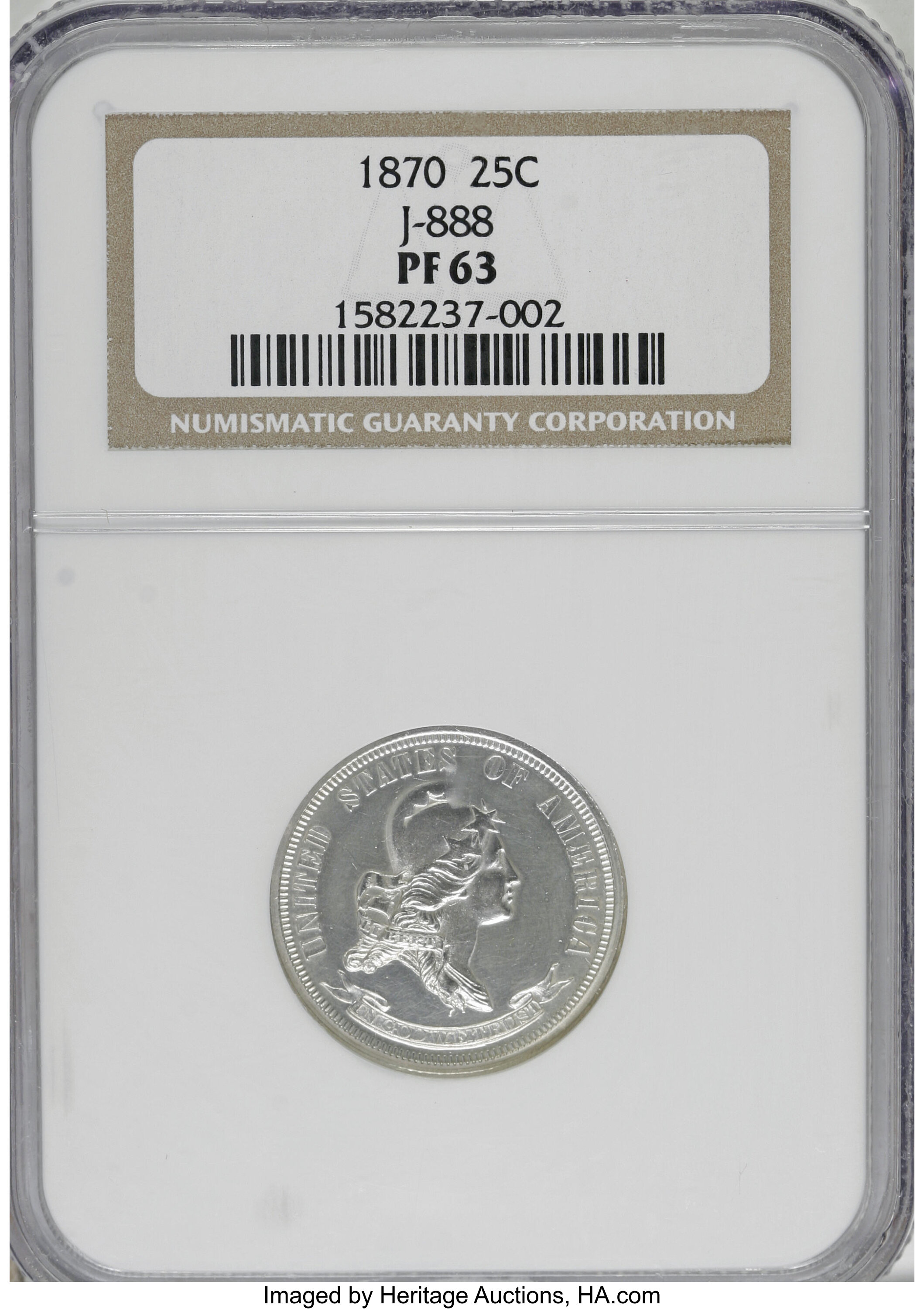 image for: 1870 25C Standard Silver Quarter Dollar, Judd-888, Pollock-987, R.5, PR63 NGC....