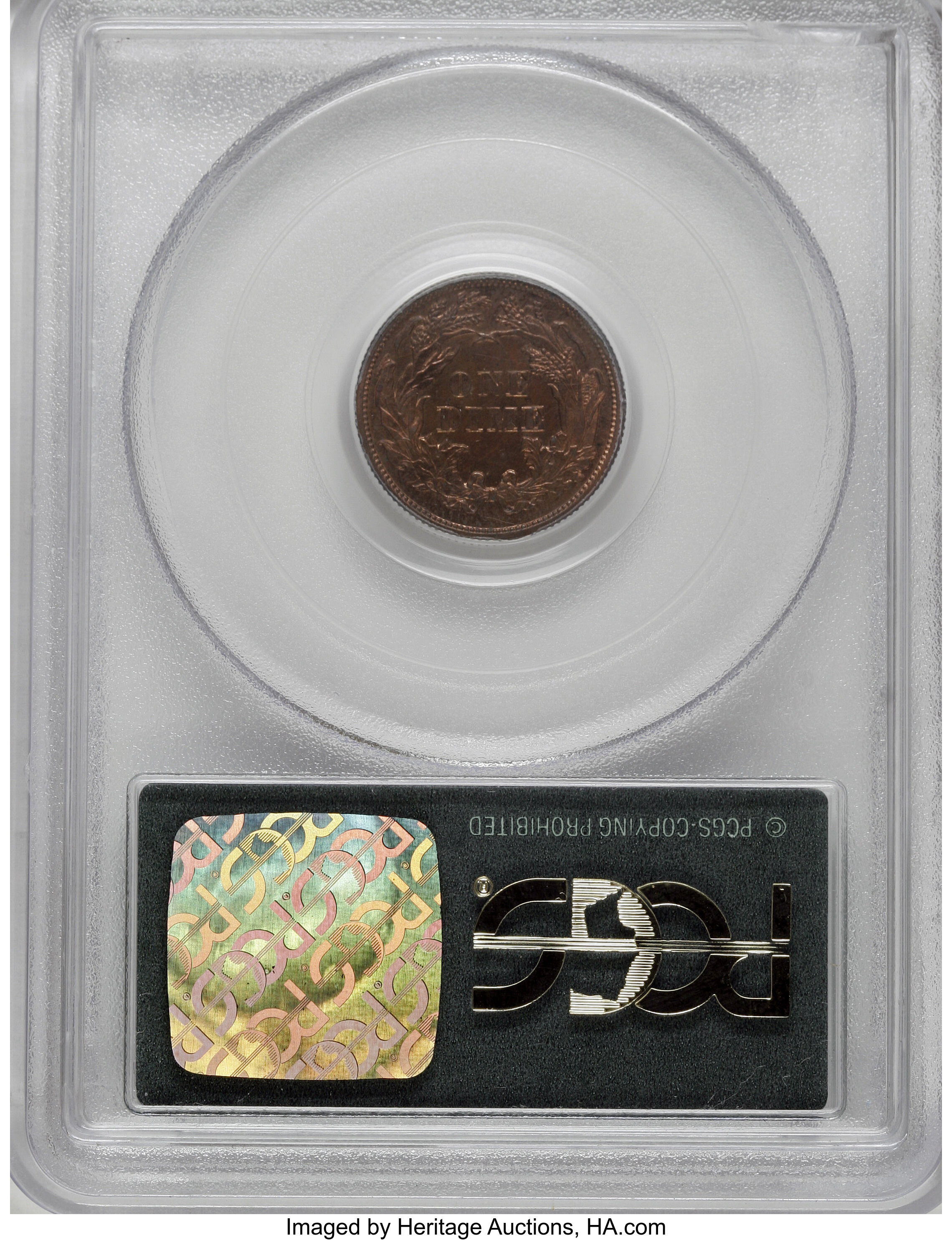image for: 1871 10C Ten Cents, Judd-1085, Pollock-1221, High R.6, PR64 Red and Brown PCGS....