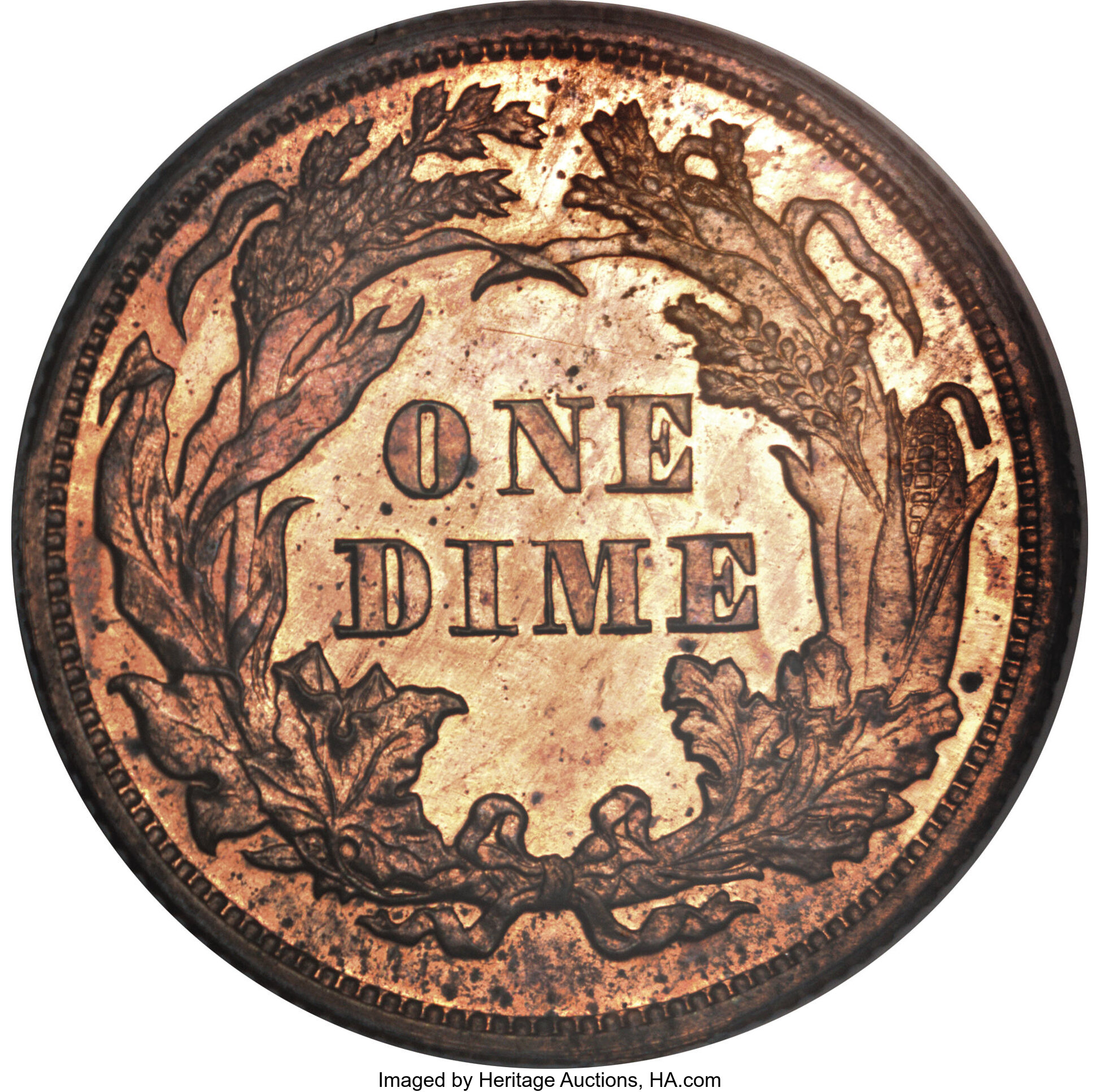 image for: 1871 10C Ten Cents, Judd-1085, Pollock-1221, High R.6, PR64 Red and Brown PCGS....