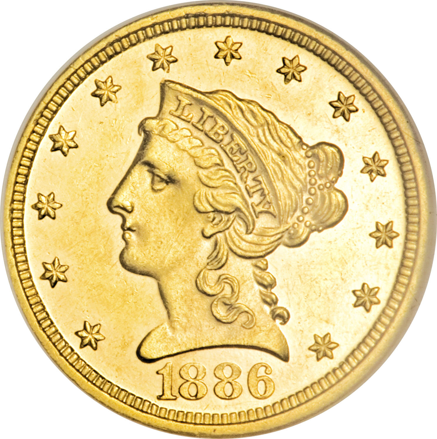 image for: 1886 $2 1/2 PR62 Cameo NGC....