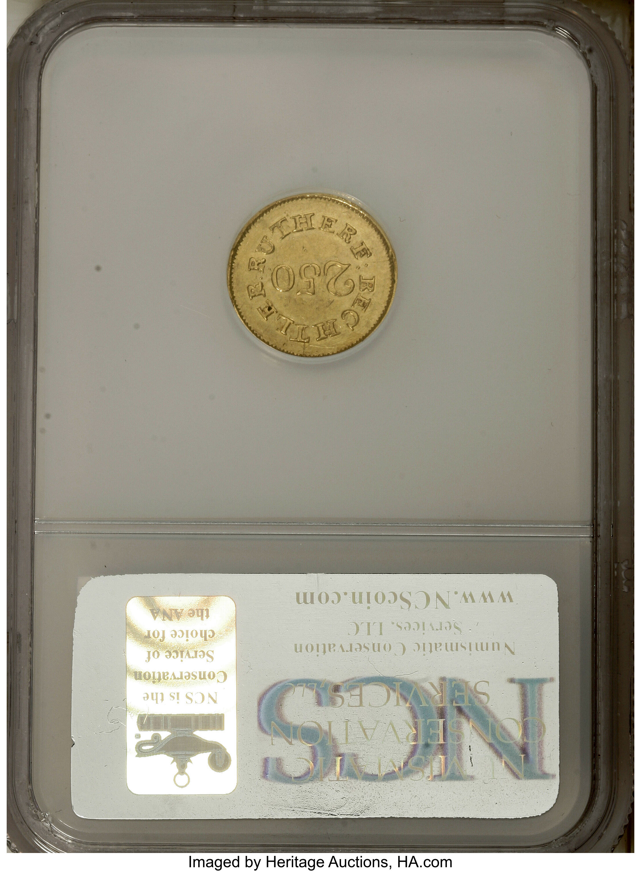 image for: (1837-42) $2 1/2 C. Bechtler Quarter Eagle, 64G. 22C.--Scratched--NCS. Unc. Details....