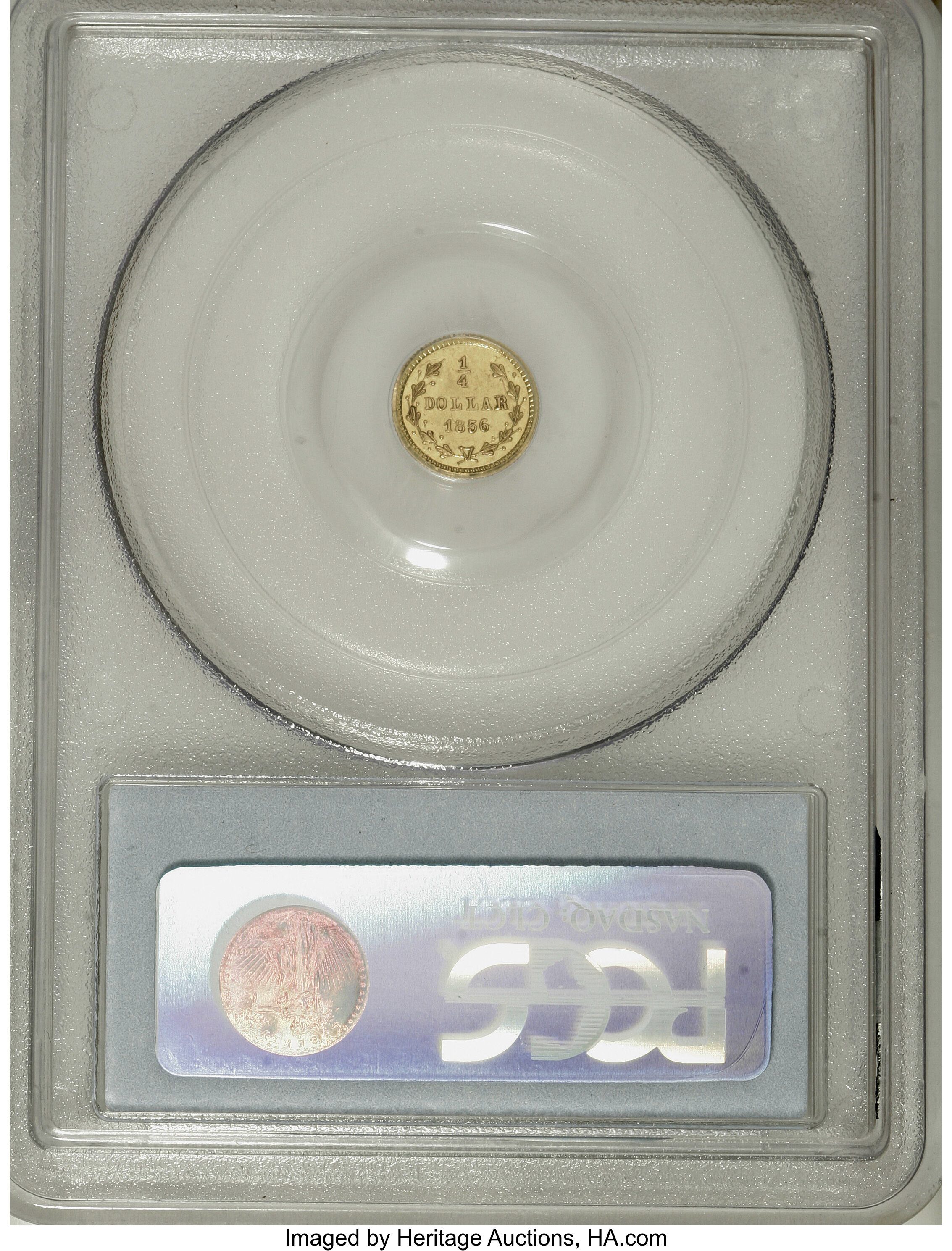 image for: 1856 25C Liberty Round 25 Cents, BG-228, R.7, MS62 PCGS....