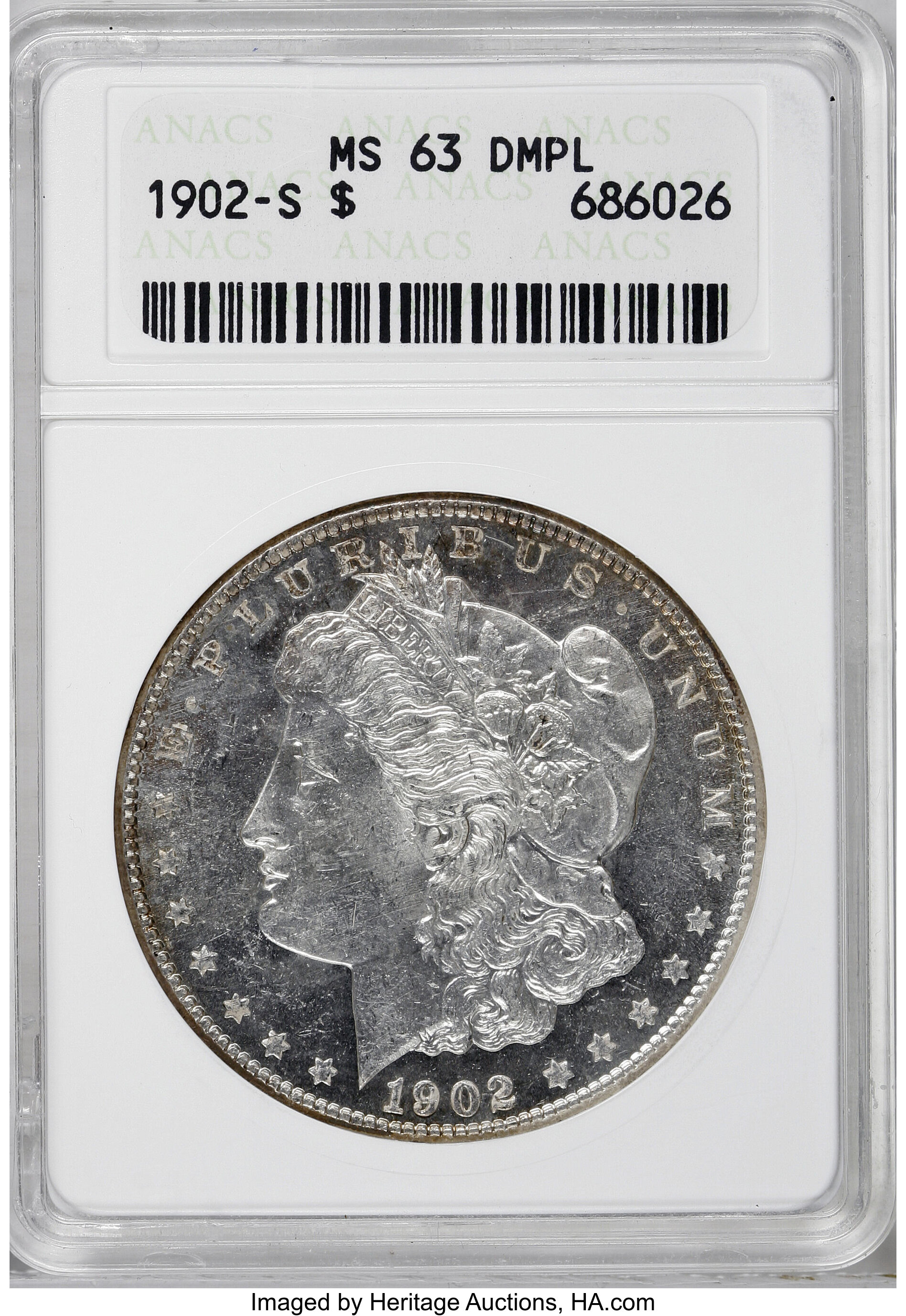 image for: 1902-S $1 MS63 Deep Mirror Prooflike ANACS....