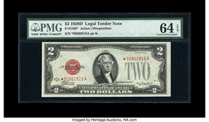 image for: Fr. 1505* $2 1928D Legal Tender Note. PMG Choice Uncirculated 64 EPQ.
