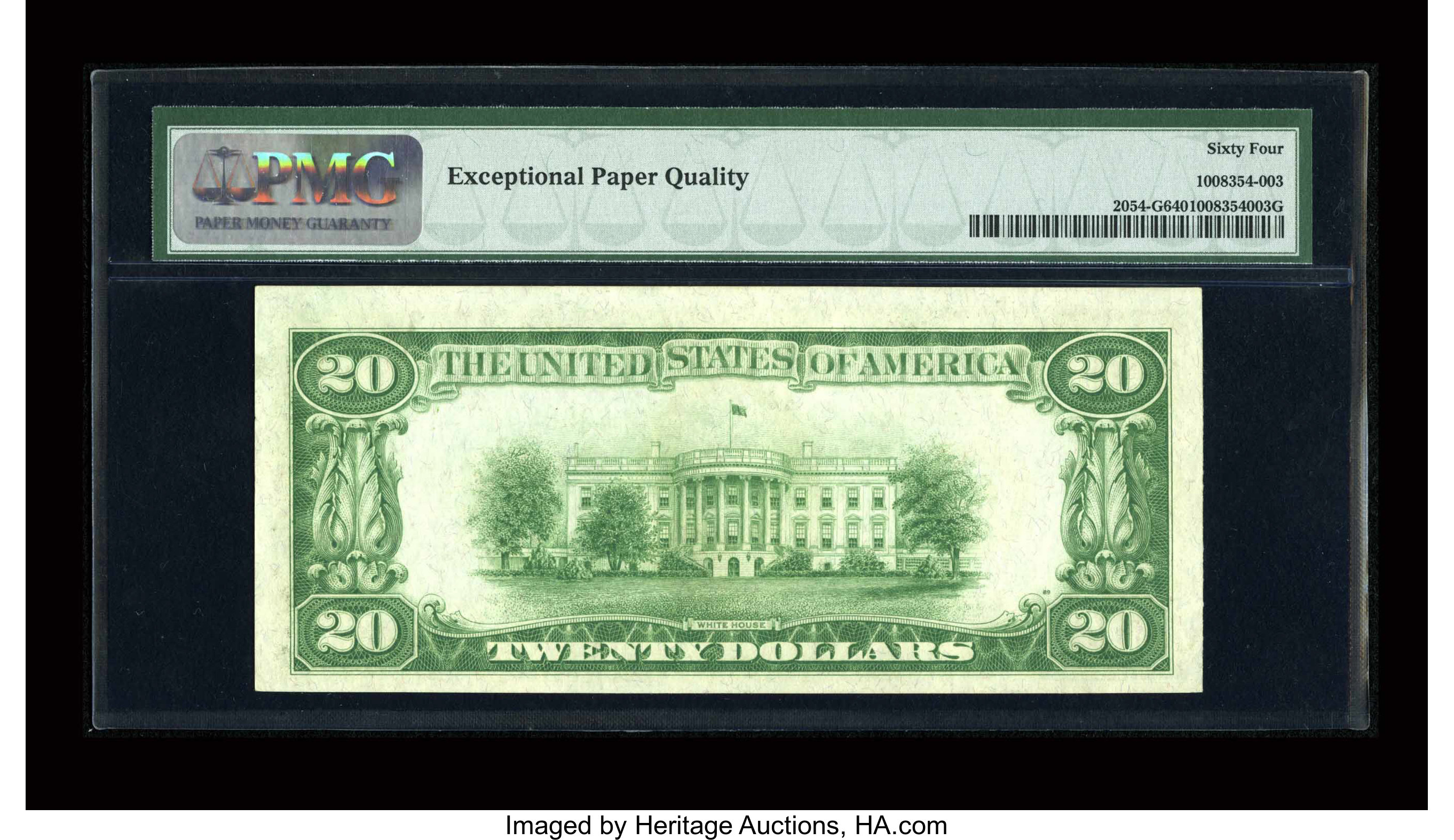 image for: Fr. 2054-G $20 1934 LGS Federal Reserve Note. PMG Choice Uncirculated 64 EPQ....
