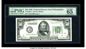 image for: Fr. 2100-C $50 1928 Federal Reserve Note. PMG Gem Uncirculated 65 EPQ....