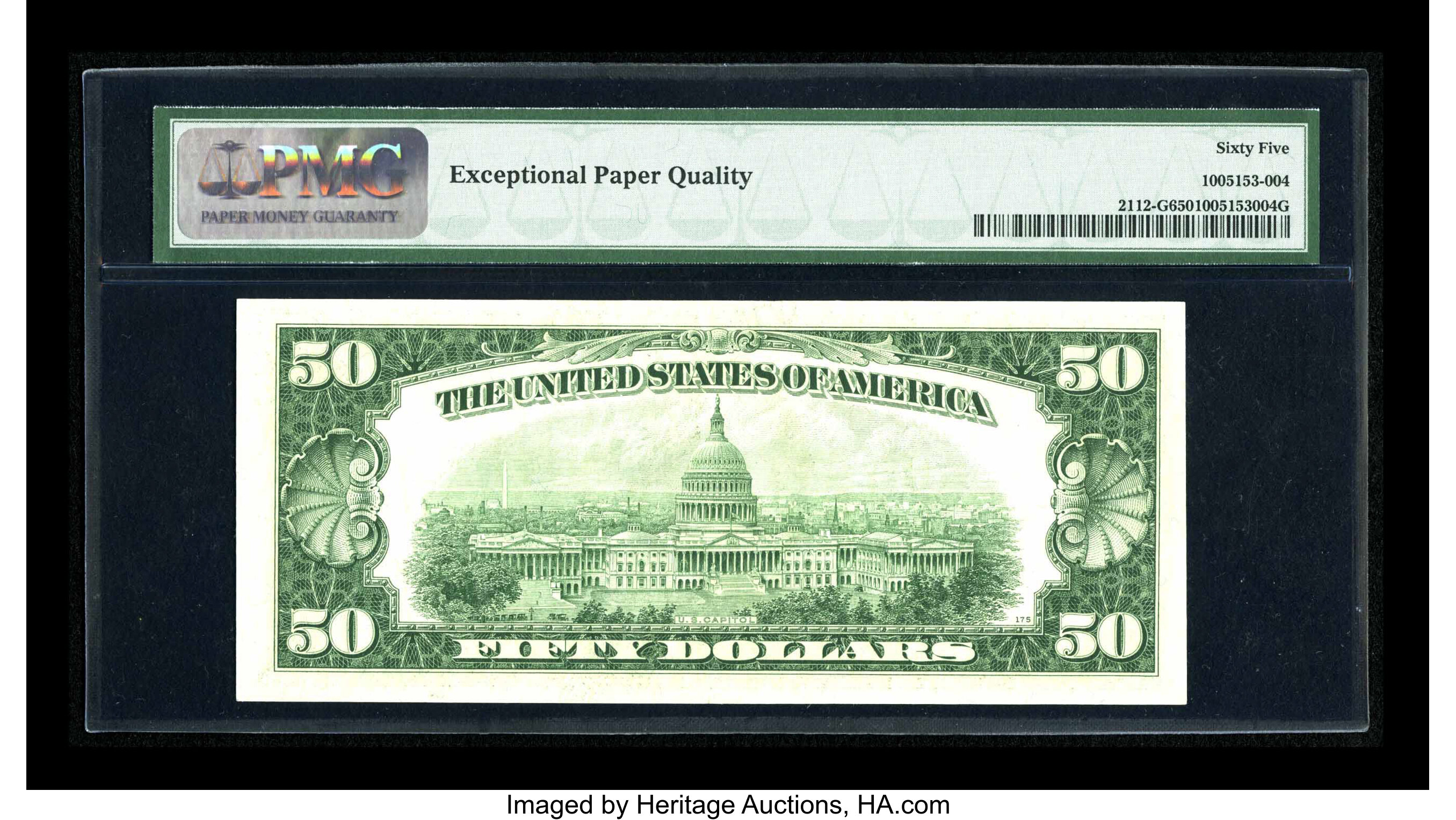 image for: Fr. 2112-G $50 1950E Federal Reserve Note. PMG Gem Uncirculated 65 EPQ....