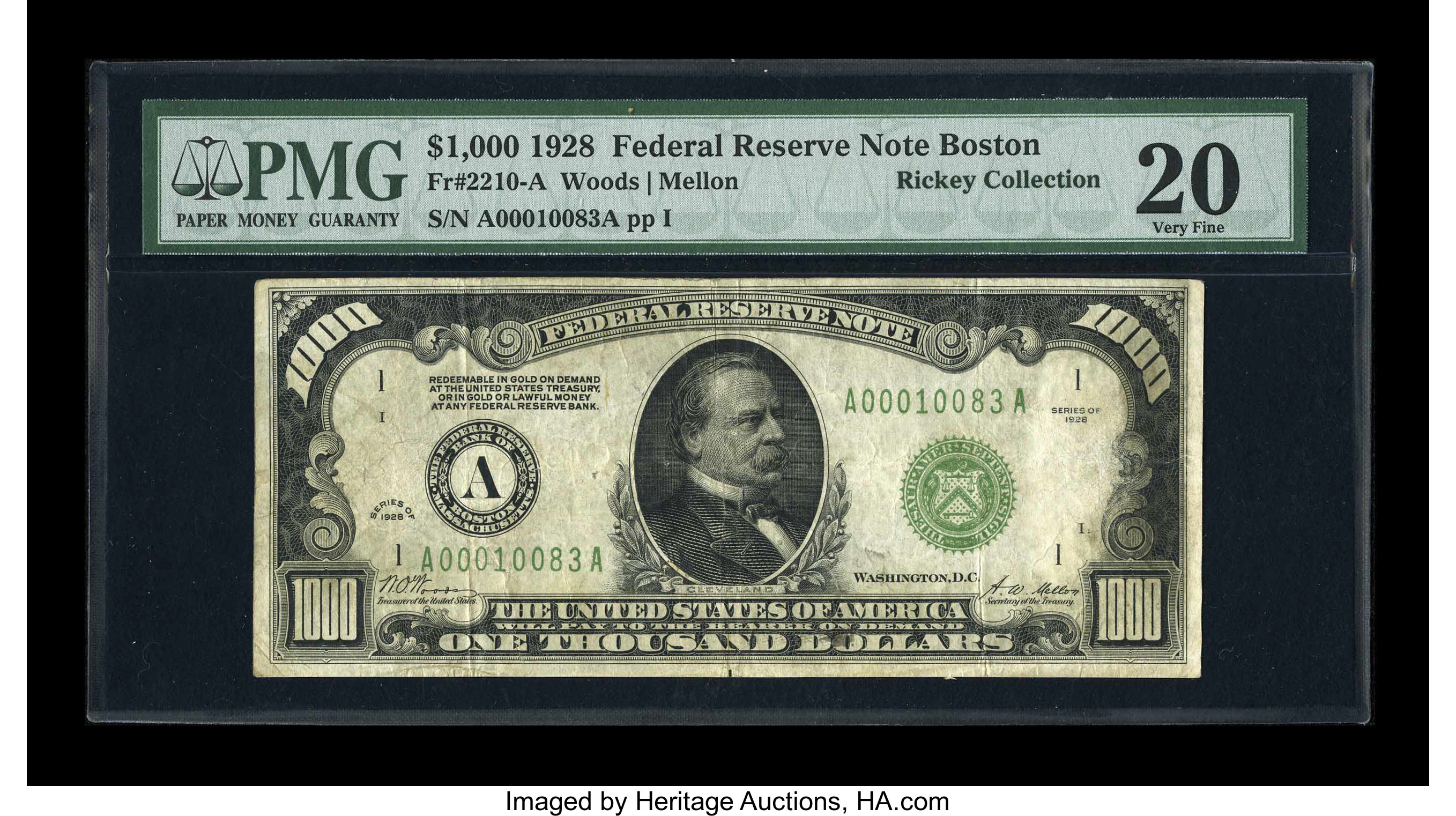 image for: Fr. 2210-A $1000 1928 Federal Reserve Note. PMG Very Fine 20....