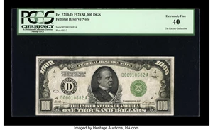 image for: Fr. 2210-D $1000 1928 Federal Reserve Note. PCGS Extremely Fine 40....