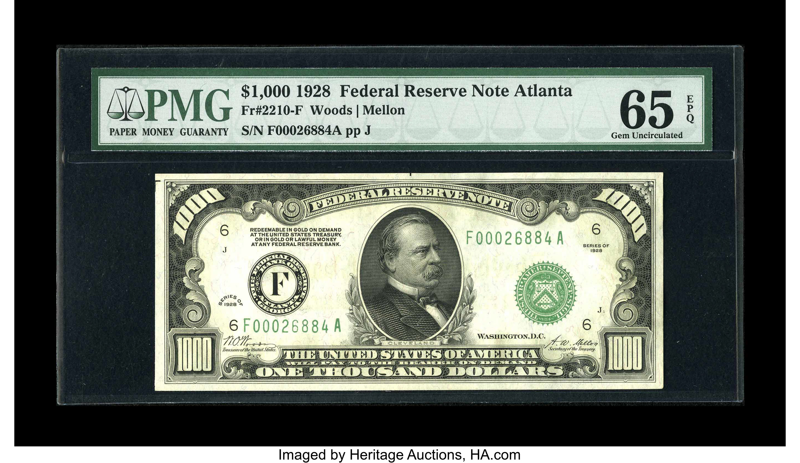 image for: Fr. 2210-F $1000 1928 Federal Reserve Note. PMG Gem Uncirculated 65 EPQ....
