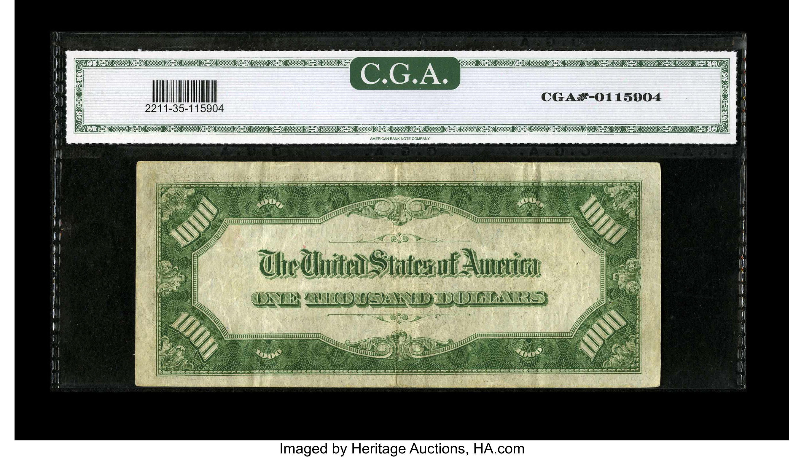 image for: Fr. 2211-A $1000 1934 Federal Reserve Note. CGA Very Fine 35....