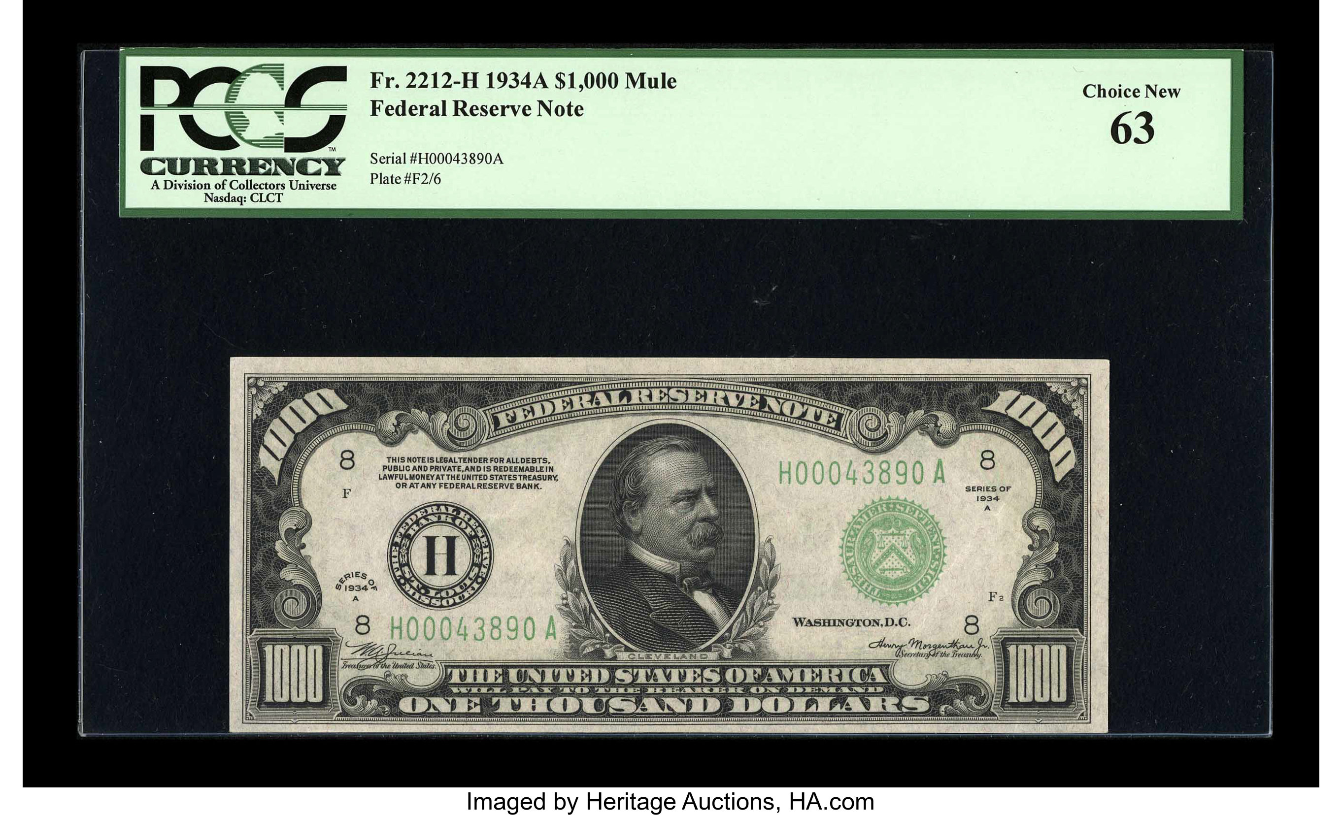 image for: Fr. 2212-H $1000 1934A Federal Reserve Note. PCGS Choice New 63....