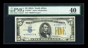 image for: Fr. 2307* $5 1934A North Africa Silver Certificate. PMG Extremely Fine 40....