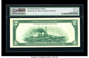 image for: Dual Courtesy Autographed Fr. 762 $2 1918 Federal Reserve Bank Note PMG Choice Uncirculated 63 EPQ.