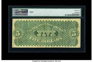 image for: Fr. 3 $5 1861 Demand Note PMG Very Fine 25....