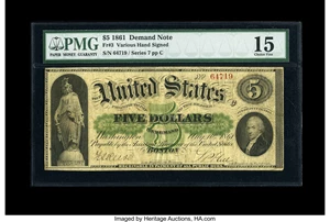 image for: Fr. 3 $5 1861 Demand Note PMG Choice Fine 15....