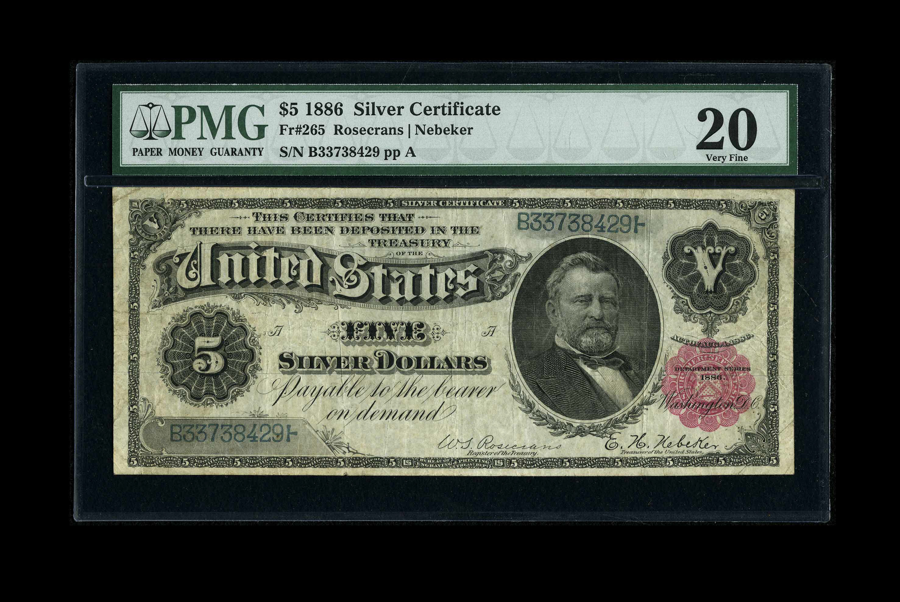 image for: Fr. 265 $5 1886 Silver Certificate PMG Very Fine 20....