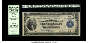 image for: Fr. 719 $1 1918 Federal Reserve Bank Star Note PCGS Very Fine 25PPQ....