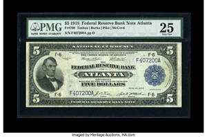 image for: Fr. 790 $5 1918 Federal Reserve Bank Note PMG Very Fine 25.