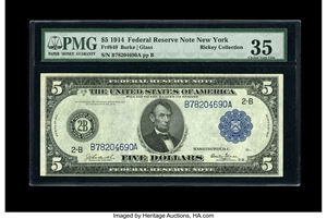 image for: Fr. 849 $5 1914 Federal Reserve Note PMG Choice Very Fine 35....