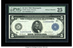image for: Fr. 878 $5 1914 Federal Reserve Note PMG Very Fine 25....