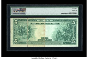 image for: Fr. 878 $5 1914 Federal Reserve Note PMG Very Fine 25....