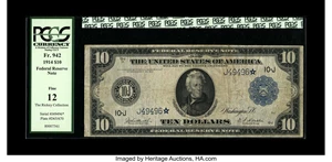 image for: Fr. 942 $10 1914 Federal Reserve Star Note PCGS Fine 12....
