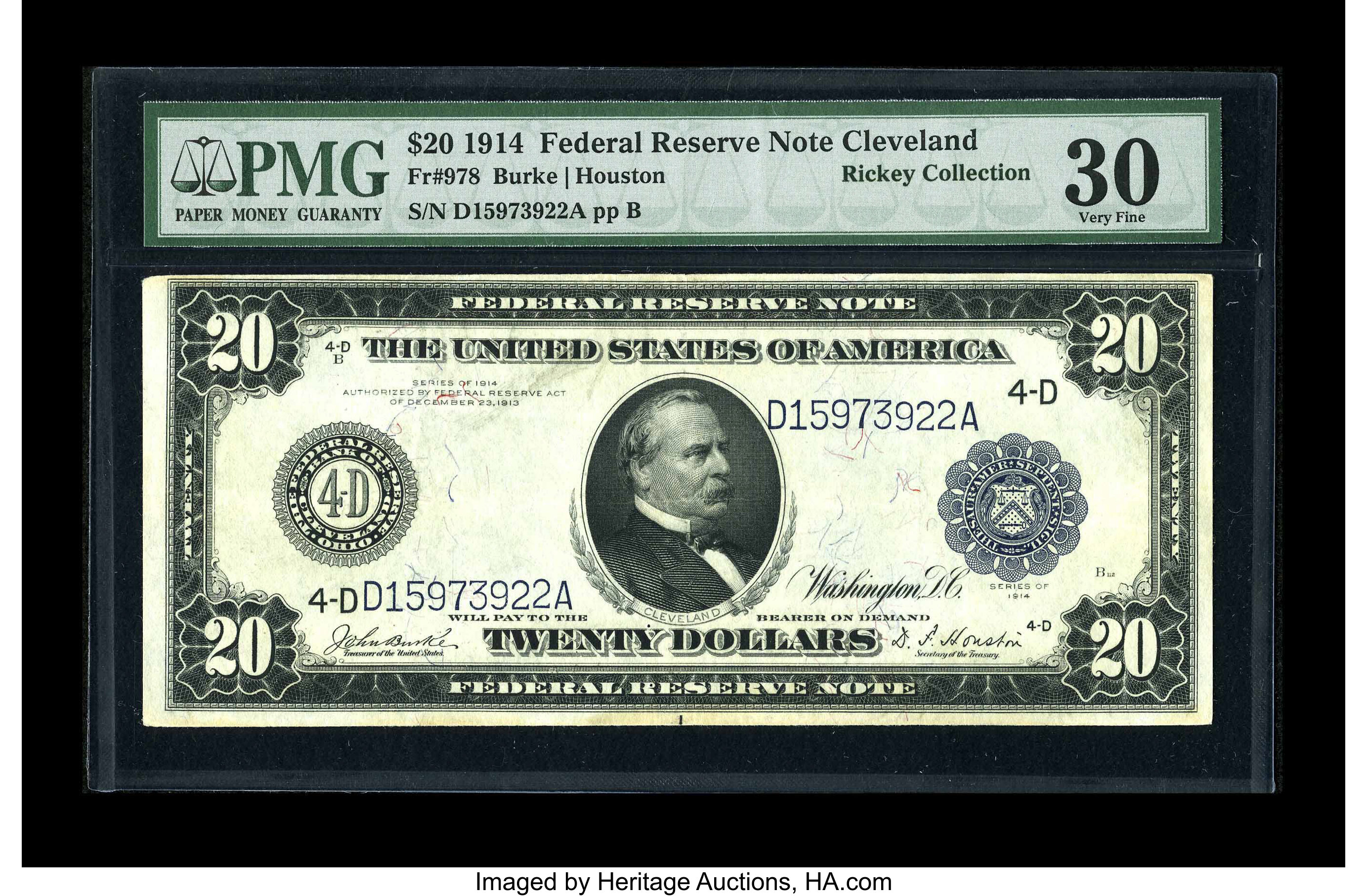 image for: Fr. 978 $20 1914 Federal Reserve Note PMG Very Fine 30....