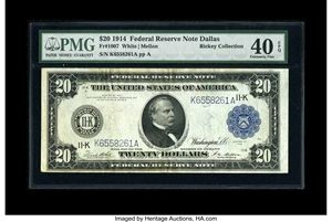 image for: Fr. 1007 $20 1914 Federal Reserve Note PMG Extremely Fine 40 EPQ....