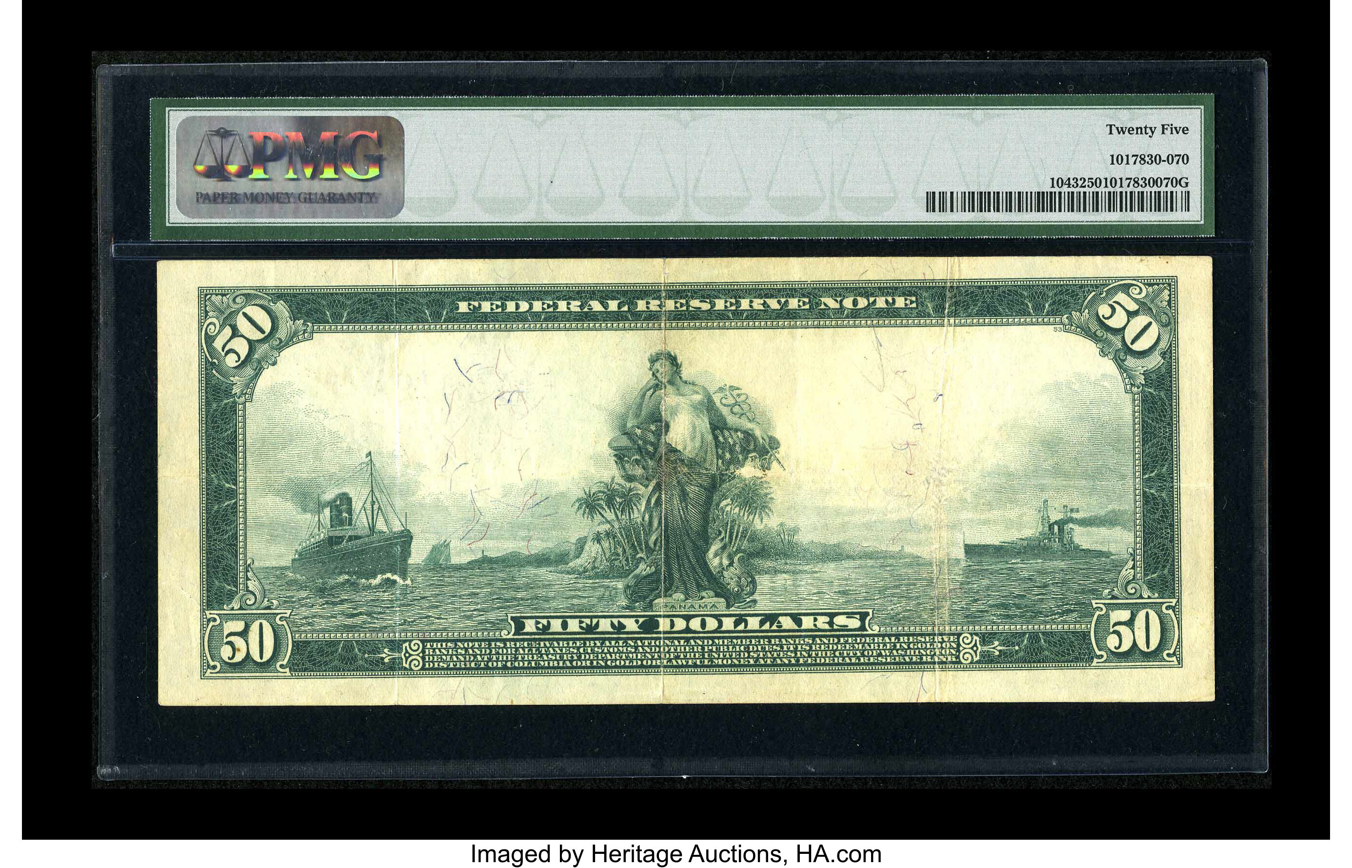 image for: Fr. 1043 $50 1914 Federal Reserve Note PMG Very Fine 25....