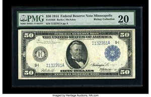 image for: Fr. 1056 $50 1914 Federal Reserve Note PMG Very Fine 20.