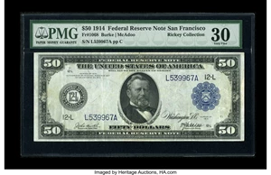 image for: Fr. 1068 $50 1914 Federal Reserve Note PMG Very Fine 30....