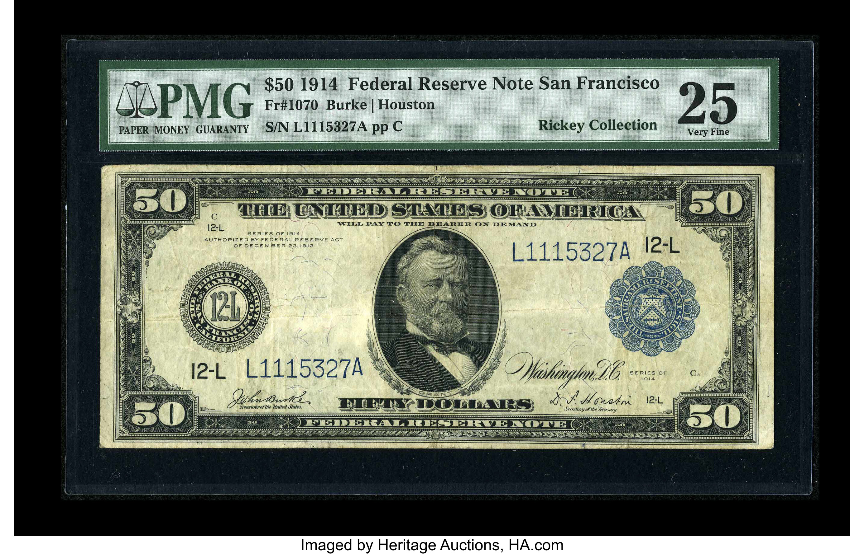 image for: Fr. 1070 $50 1914 Federal Reserve Note PMG Very Fine 25....